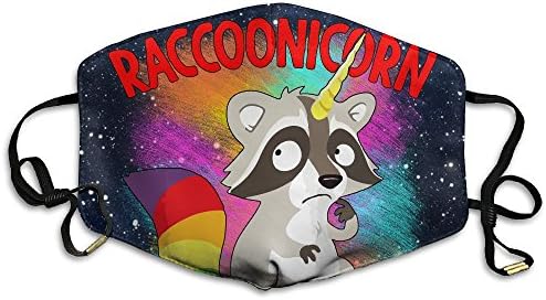 FreeFridayMask Raccoonicorn Unicorn Rainbows Unisex Print Durable 100% Polyester respirator Breathing Mask For Dust