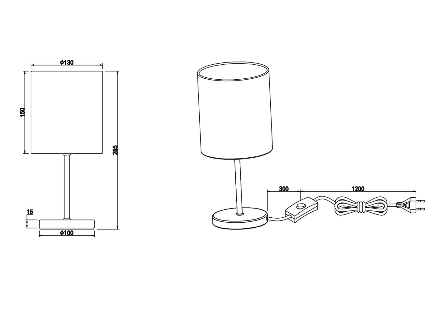 Reality Leuchten Tischleuchte Jerry R50491011, Metall Nickel matt, Stoffschirm Grau, exkl. 1x E14