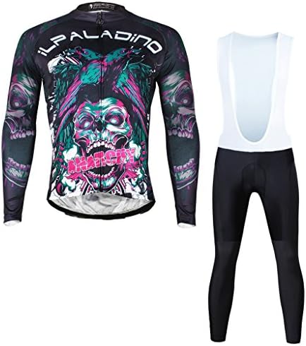 ILPALDINO Crows And Skeletons Pattern Cycling Clothes For Men And Bib Pants Set Size 6XL