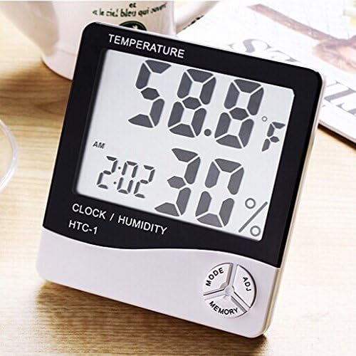 Erin Humidity Meter Digital Hygrometer and Temperature Monitor Thermometer Indoor Accurate Readings with Large LCD Digital Display and Alarm Clock JH-5