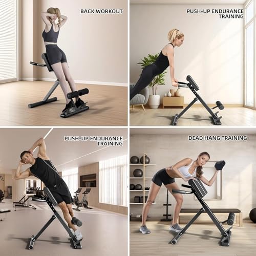 Hyperextension Bench Roman Chair, Adjustable Back Extension Machine for Glute, Foldable Multi-Function Workout Equipment for Home Gym Fitness