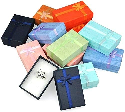 DI GRAZIA Corrugated Card Jewellery Box With Ribbon Bow Designed - Pack Of 8 (Multicolour)