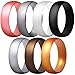 ThunderFit Unisex Silicone Wedding Rings, Rubber Engagement Bands 6mm Wide 1.65mm Thick - 1/2/3/4/5/6/7 Variety Multipack (Pack P - Size 5.5-6 (16.50mm))