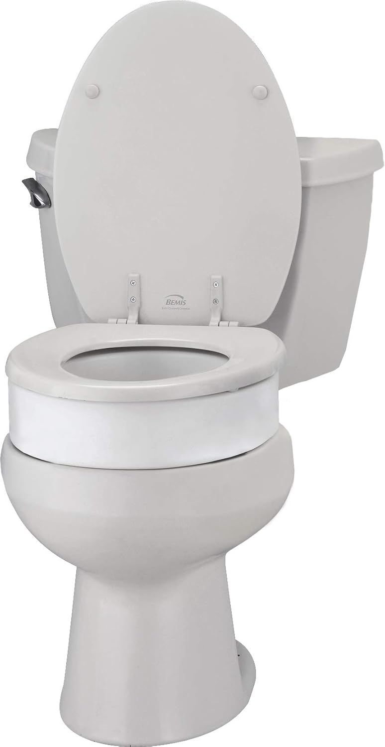 NOVA Medical Products Toilet Seat Riser, Raised Toilet Seat (For Under Seat), For Elongated Toilet Seat, White: Health & Personal Care