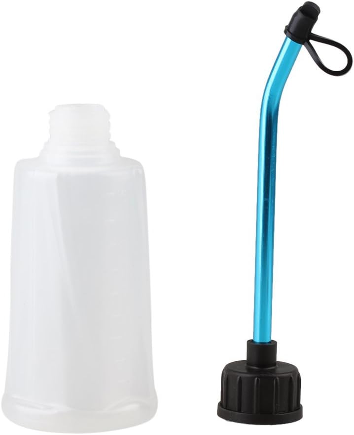 Mxfans White T10034 250cc 250ml Plastic Refill Bottle & Aluminum Alloy Bottle Straw for RC All Scale Model Car