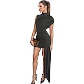 JUMISEE Women’s Elegant Irregular Ruched Mini Dress Flowy Ribbon Bodycon Cocktail Dress Sexy Pleated Formal Dresses
