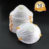 Fomei Dust Masks, N95 NIOSH-Certified (Box of 10) Personal Protective Equipment / PPE Particulate Respirators for Construction, Home Improvement, &amp; DIY Projects
