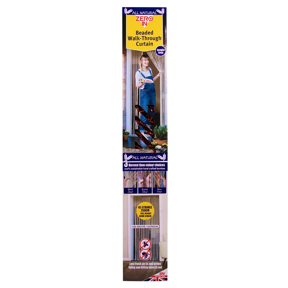 Zero In Bamboo Beaded Door Insect Curtain for Doors - 45 String – Assorted Colours Sustainable Protects Homes from Insects and Flies