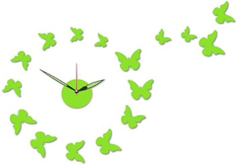 Amazon Co Jp スマイル Smile ウォール ステッカー 壁掛け 時計 おしゃれ インテリア 雑貨 ウォール クロック かわいい 壁 傷つけない 貼り 時計 デザインクロック シール バタフライ グリーン ホーム キッチン