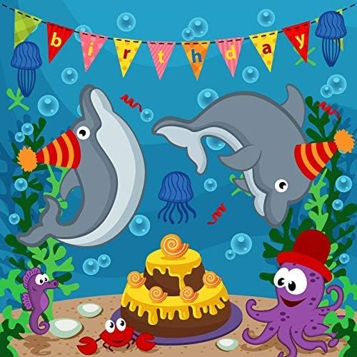 Nusswahn De 5x5ft Baby Dolphin Happy Birthday Underwater Backdrop Vinyl Blue Sea Ocean Bubbles Cake Smash Photography Backgroud Undersea Theme Party Babys 1st Birthday Marine Decoration Accessories Camera Photo Accessories