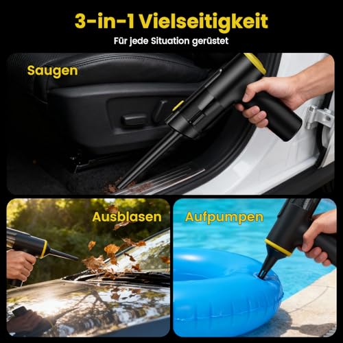 Zynet Handheld Vacuum Cleaner Battery, Wireless, 28000Pa Mini Car Vacuum Cleaner, Strong Suction, 7800 mAh, 60 min Runtime, 3-in-1 with LED Display and Brushless Motor for Car, PC, Sofa, Kitchen