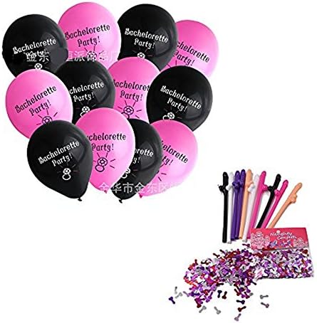 Bachelorette Party Balloons With Confetti Funny Balloons, Bridle Shower Straw Wedding &amp; Bridal Party Decorations