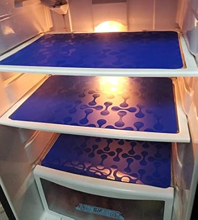 Generic PVC Khushi Creation Double Coin Design Refrigerator Drawer Mats (12X17 Inches, Blue)-Set of 6 Pieces