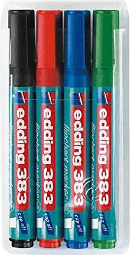 Edding Flipchartmarker 383/4 383 – 4 Assorted Colours Pack of 4 Pens