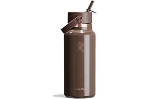 Hydro Flask Water Bottle - Insulated Stainless Steel - Wide Mouth Flex Straw Lid, Non Spill, Leakproof and Refillable in 32 Oz Chocolate Rose Gold