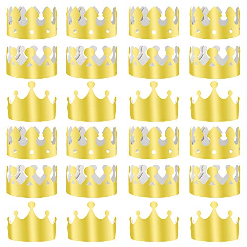 TUPARKA 36 Pieces Golden King Crowns Gold Foil Paper Party Crown Hat Cap for Birthday Celebration Baby Shower Photo Props (Gold)