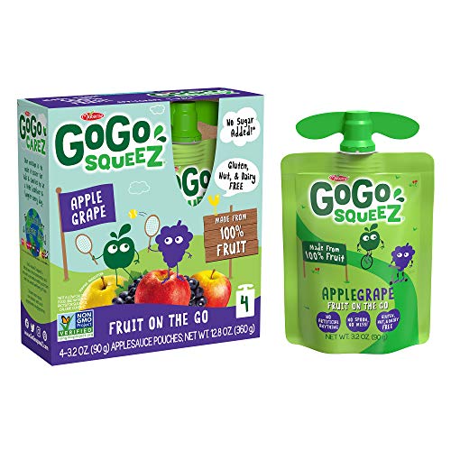 GoGo squeeZ Applesauce, Apple Grape, 3.2 Ounce (48 Pouches), Gluten