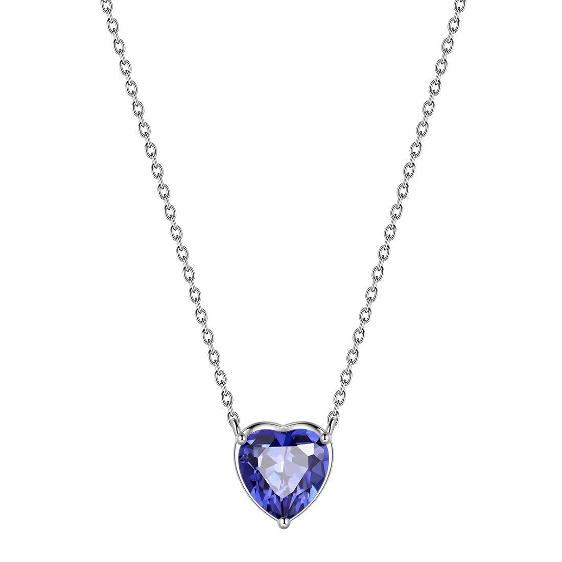 Aurora Tears December Birthstone Necklaces Love Heart 925 Sterling Sliver Heart-Shaped Birthstone Pendant Birth Stone Jewelry Gifts for Women and Men DP0265D