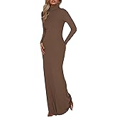 BTFBM Womens Fall Dresses Long Sleeve Turtle Neck Stretchy Knit Maxi Semi Formal Party Spring Wedding Guest Dress 2026