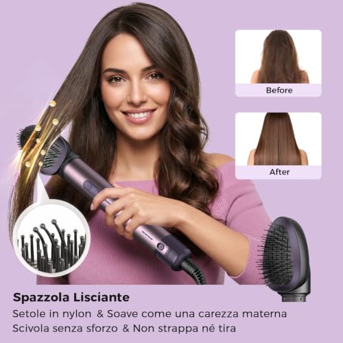 Air Styler 7-in-1 Coanda Modellatore Multifunzione Ionico, Custodia Pelle | Asciugatura rapida 1700W, Boucleur 30&40mm, per Tutti i Capelli: Arriccia, Liscia, Volumizza, Senza Danni, Ideale per Regalo
