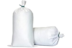 TerraRight Sandbags - Extra Durable Empty White Woven Polypropylene Sand Bags w/Ties, Max. UV Protection, 14" x 26" (100 Count)