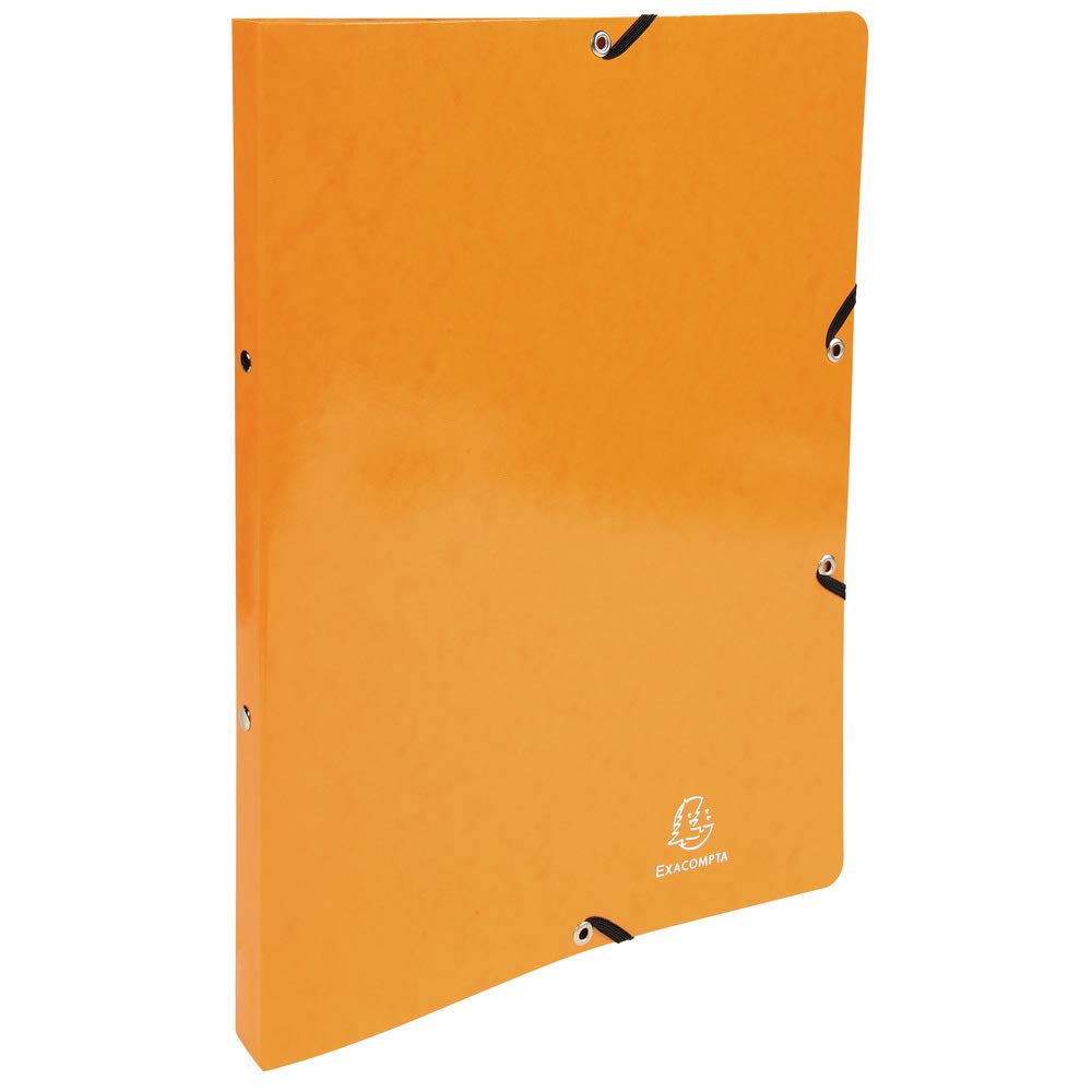 Exacompta - ref. 54884E - 1 coated glossy card binder with rubber bands - 2 round rings 15mm diameter - 20mm spine - External dimensions: 32 x 25 cm - A4 file format - Colour: orange