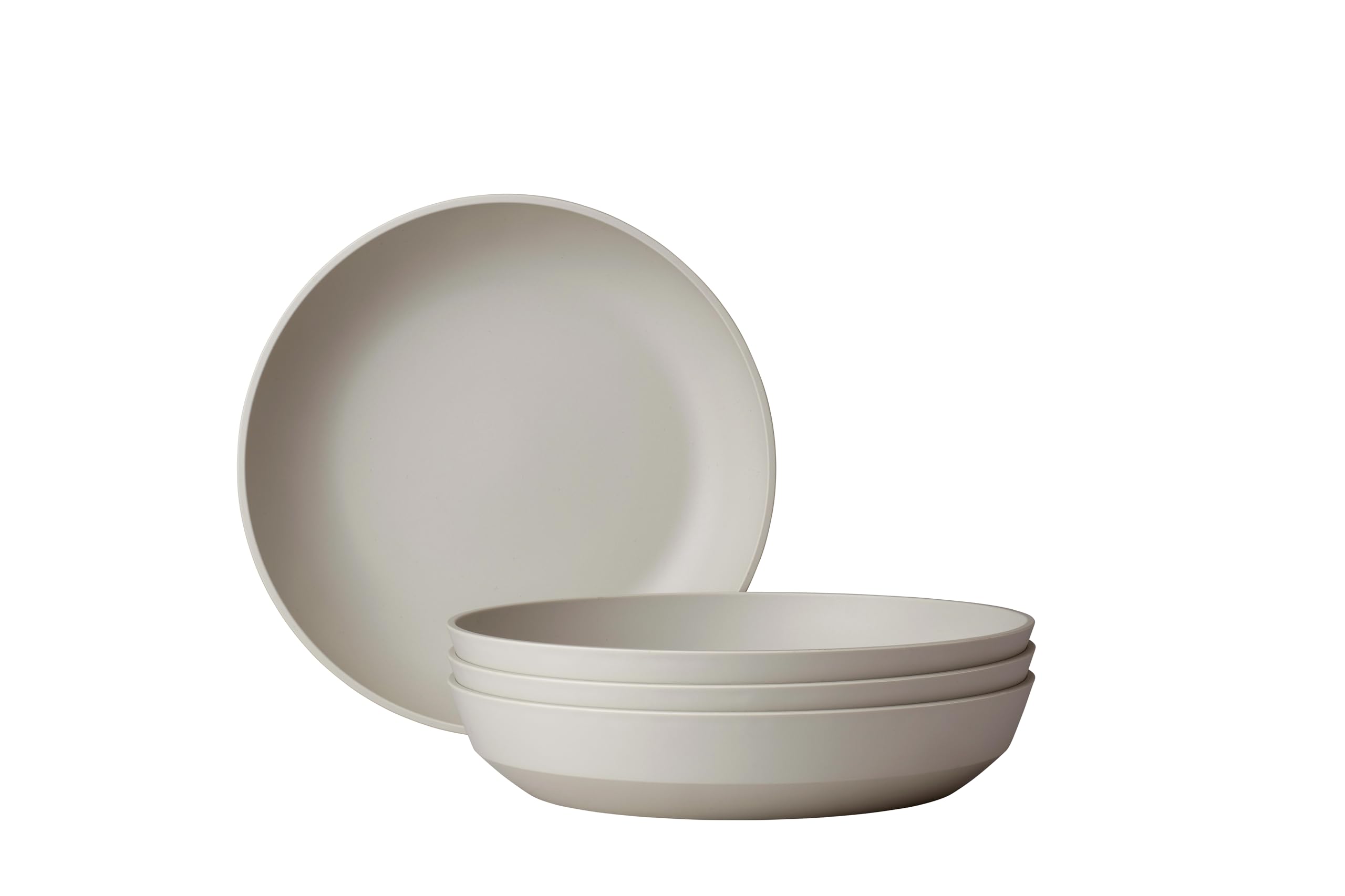 Mepal - Deep plate 4 pieces Silueta - Dishwasher & microwave resistant - Plastic plates - Dinner plates - Tableware - 21 cm - Nordic white