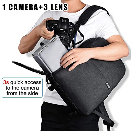 Cwatcun Camera Laptop Backpack, Camera bag for Canon Nikon Sony with Detachable Insert Camera Case fit 14