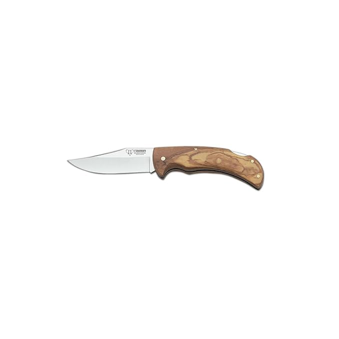title=coltello da caccia Cudeman 347-L con manico in legno di ulivo e la lama 9 cm +