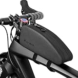 WESTGIRL Bicycle Top Tube Storage Bag, Waterproof Triangle Bike Handlebar Front Frame Pouch Large Capacity Lightweight Pack Road Mountain Cycling Accessories (Black)