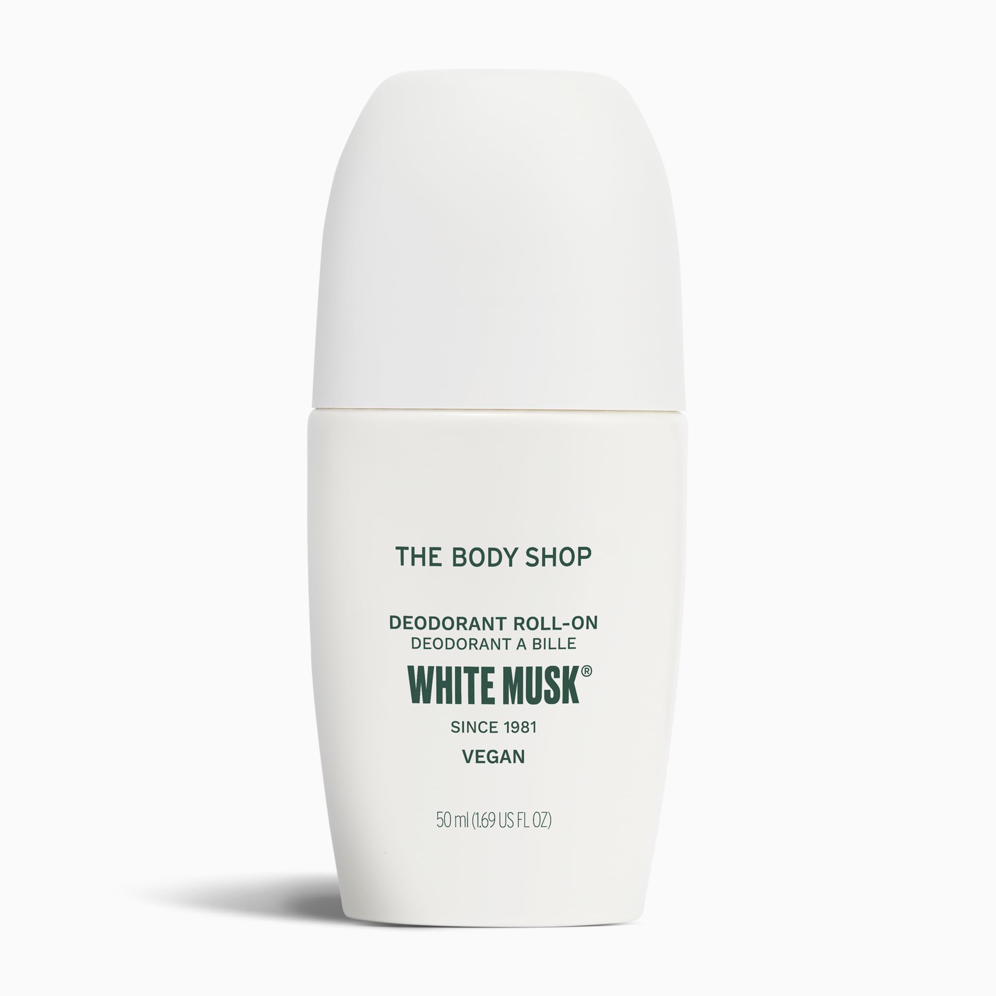 The Body Shop White Musk Deodorant (1x 50ml), Roll-On Deodorant for Women, Fresh Floral Scent with Notes of Jasmine & Musk, Vegan