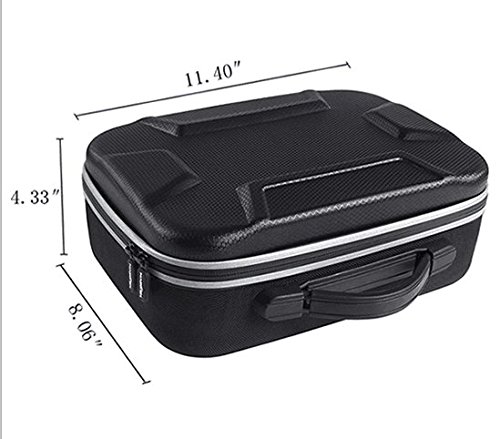Esimen 2018 Design Hard Case for DJI Spark Portable Charging Station,Remote Controller,Charging Adapter Carry Bag Protective Box (Black+Silver)