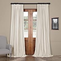 PDCH-KBS2BO-96-DW Blackout Extra Wide Vintage Faux Dupioni Curtain, Off White, 100 x 96