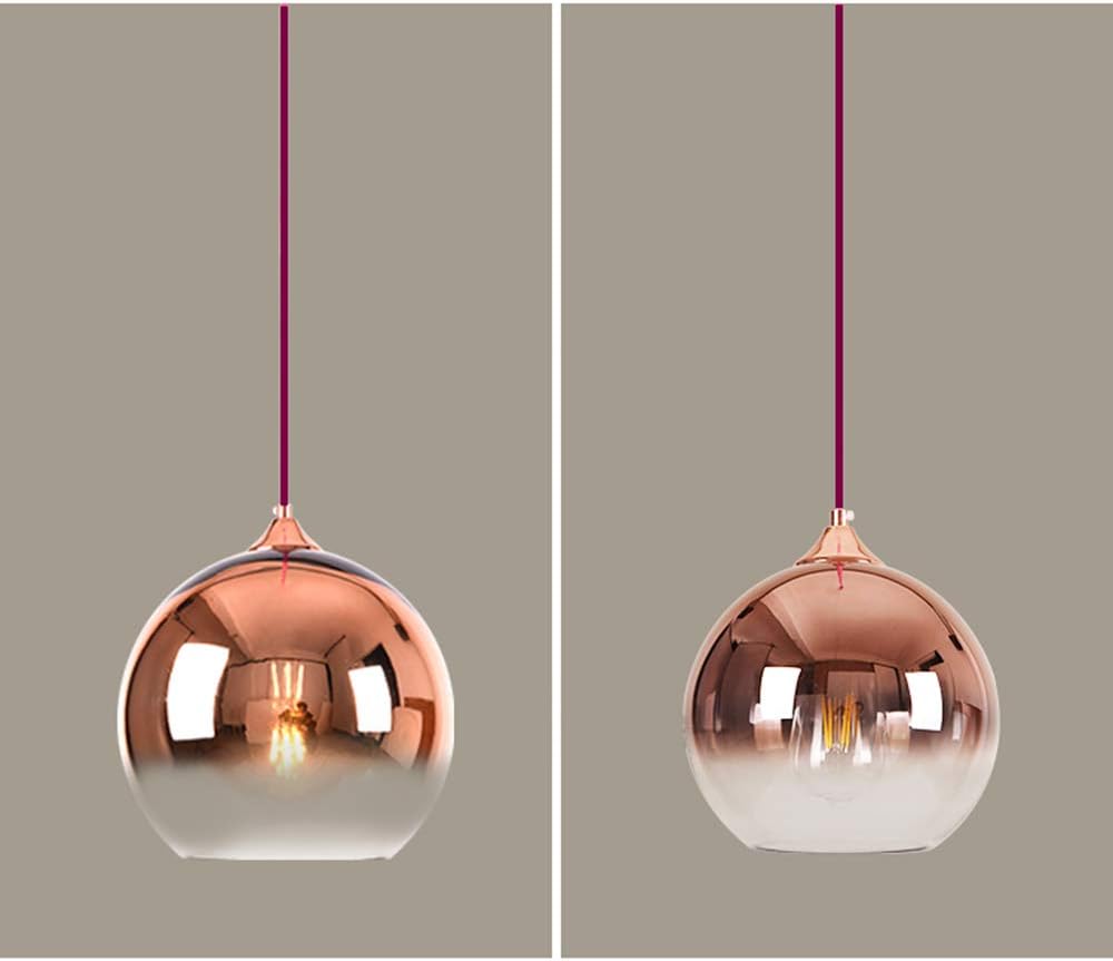 MZStech Spherical Gradient Color Glass Pendant Light Modern Glass Globe Lamp Chandelier Hanging Light (Rose Gold, 30cm) - Image 4