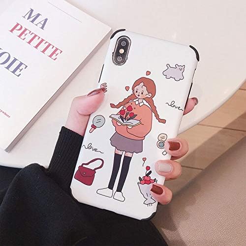Gentra Korean Couple Case for iPhone Case iPhone Xs Max Coque XR 7 8 6S Plus Cartoon Girll Boy Shockproof Phone Cover Case for iPhone X (Design 2, for iPhone XR)