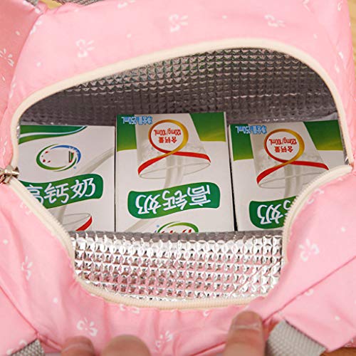 Fullwei Lunch Bag Insulated Cold Lunch Box Wide-Open Lunch Tote Bag Portable Nylon Thermal Snacks Organizer for Women Men Adults College Work Picnic Hiking Beach Fishing (Pink)