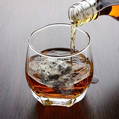 Vodolo (2 Pack) Whiskey Stones - 100% Natural Pure Granite Skull Bone Chilling Rocks for Whiskey Scotch Vodka Beverage Wine Stones, Reusable Hand Carved Chill Stones with Gift Box - Thumbnail 2