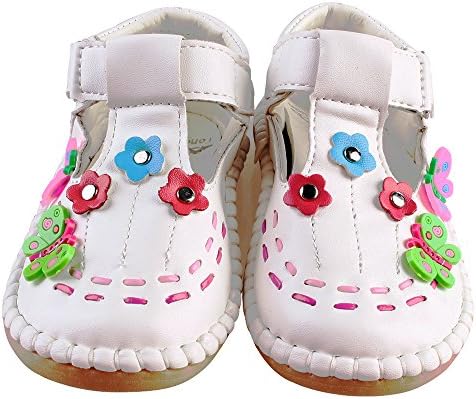 Baby Girls Infant Stitching Faux Leather Crib Shoes, Rubber Sole Baby First Walkers