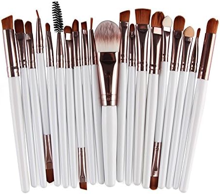 AMarkUp 20 Pcs Pro Makeup Brushes Set Powder Foundation Eyeshadow Eyeliner Lip Cosmetic Conclear Brush (White+Coffee)