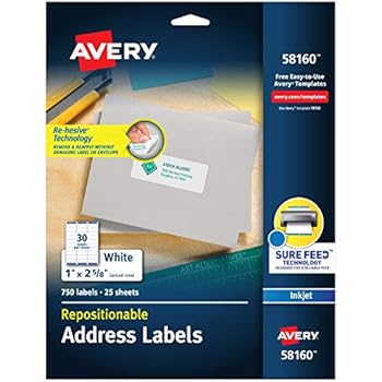 Amazon Com Avery Repositionable Address Labels For Inkjet