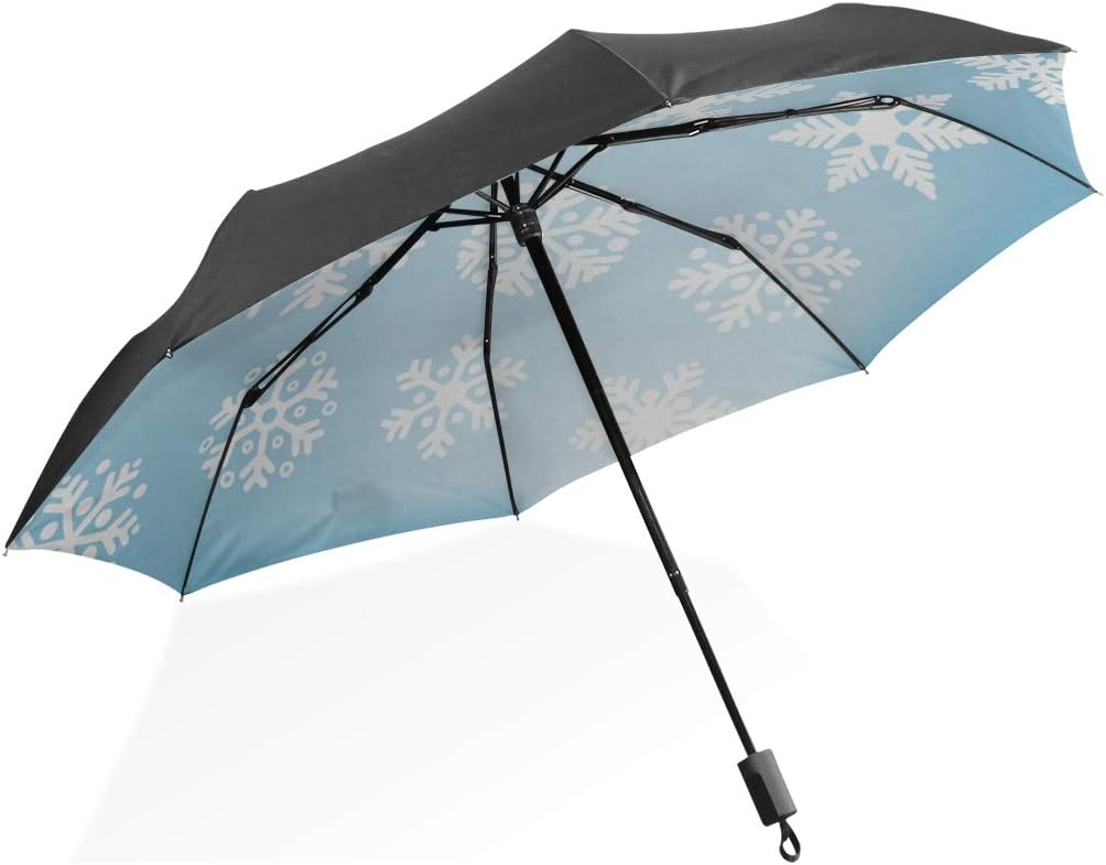 Adult Rain Umbrella Beautiful White Snowflake Portable