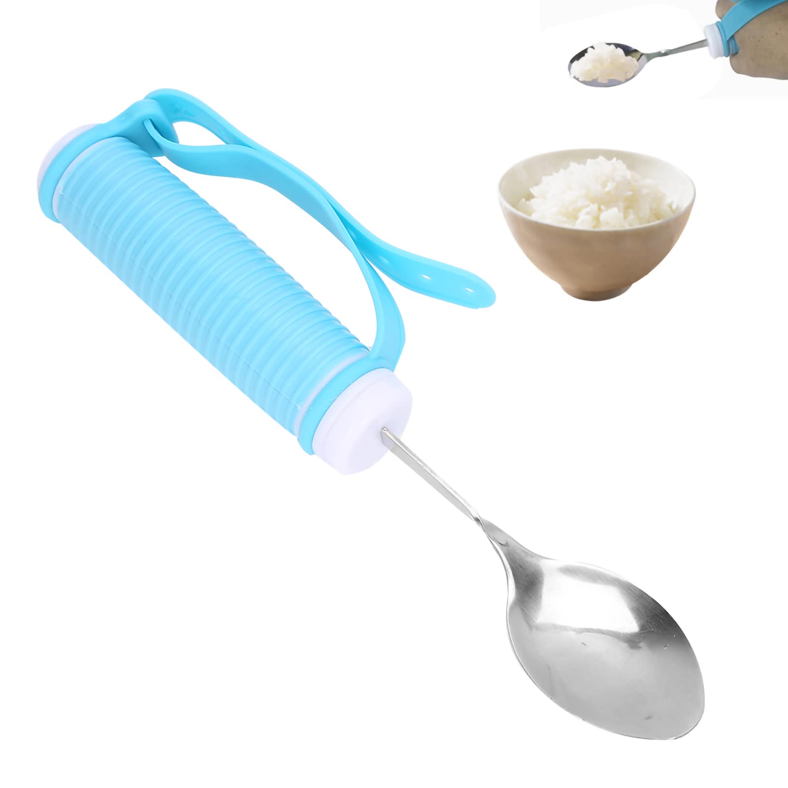 Eating Aids Fork, Elderly Auxiliary Adaptive Eating Tableware Spoon Fork Disabled Eating Aids Flexible Disabled Assistive Equipment Anti‑Slip Eating Spoon Tool Hand Grip Rotating Eating Fork