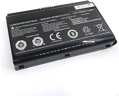 7XINbox 76.96WH 5200mAh 14.8V W370BAT-8 Laptop Battery compatible with Clevo W350et W350etq W370et Sager Np6350 Np6370 Schenker Xmg A522 Xmg Xmg A722 Series 6-87-w370s-4271K590S K650C K750S