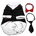 Alfie Pet - Oscar Formal Tuxedo with Black Tie and Red Bow Tie - Color: Black, Size: Medium
