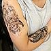 DaLin 4 Sheets Temporary Tattoos, Lion, Hawks, Owl, Skull