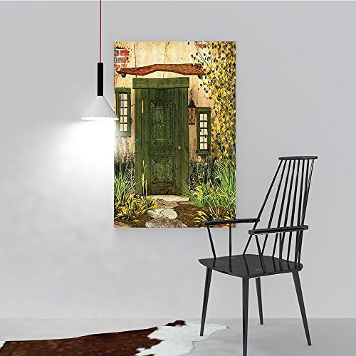 Modern Landscape Artwork Stretched Collection Style Bank Vault Illustration Safe Secure Precious Treasure Protection Image Pritn Fabric with Hoo for Living Room Home Decorations(24"x36")