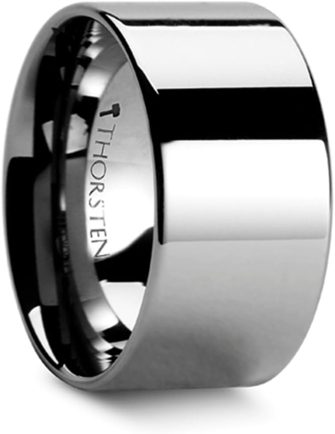 Thorsten Spartan Pipe Cut Flat Tungsten Carbide Ring 12mm Wide Wedding Band from Roy Rose Jewelry