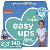 Pampers Easy Ups Pull On Disposable Potty Training Underwear for Boys, Size 4, 2T-3T (140 Count), ONE MONTH SUPPLY
