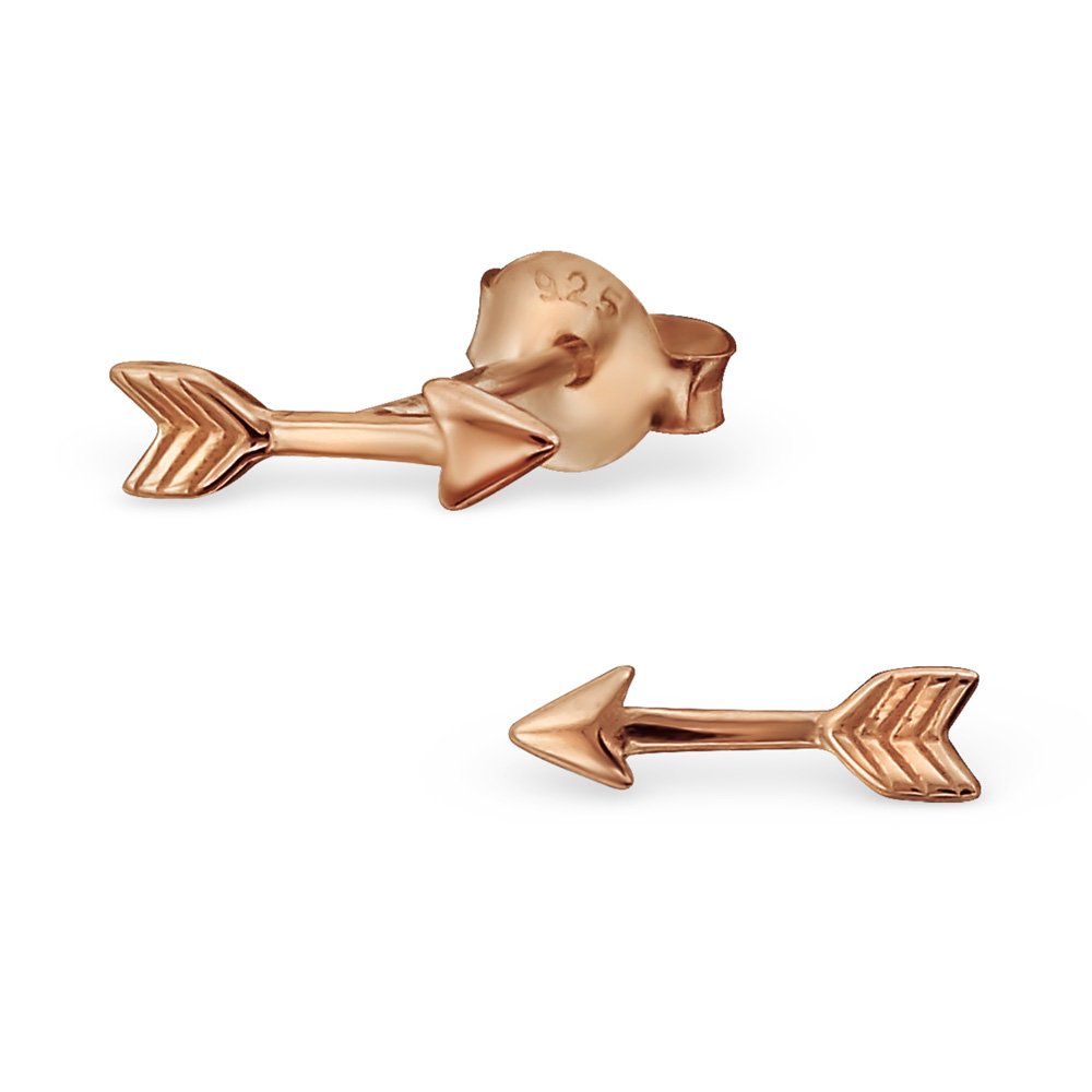 The Rose & Silver Company Women 925 Sterling Silver Rose Gold Plated Arrow Stud Earrings