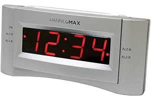 HANNLOMAX HX-136CR Alarm Clock Radio, PLL FM Radio, Dual Alarm. 0.9 inches Red LED Display, USB Port for 1A Charging, AC Oper